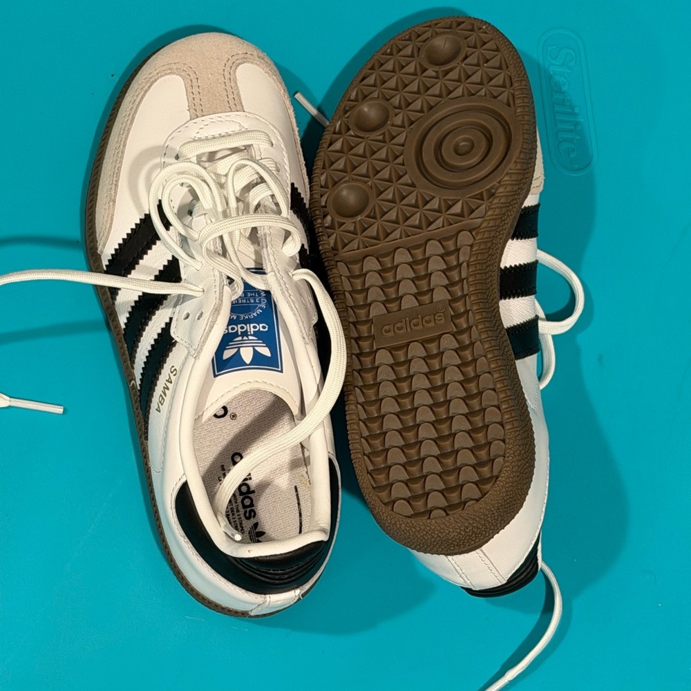 Boys Adidas Samba OG C White and Black